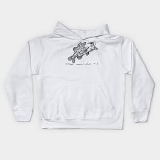 black bass fish jumping out of the water Kids Hoodie